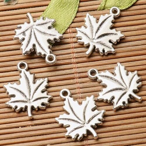 20pcs dark silver color 2sided maple leaf design charms EF2780