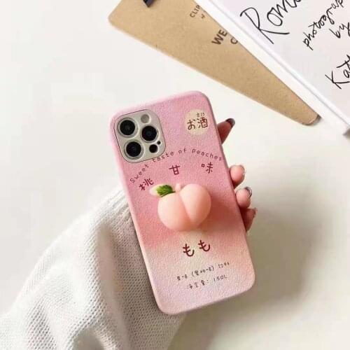 3D Peachs funny cute phone case for iphone 12 11 pro max 12mini X Xs max XR 7 8 plus SE 2020 silicone soft back cover Coque