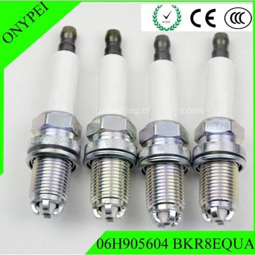 4PCS 06H905604 BKR8EQUA Iridium Spark Plug For A3 Q3 A4 A5 Q5 A6 TT R8 Eos Passat GTI Tiguan Seat 06H 905 604 4PCS 06H9