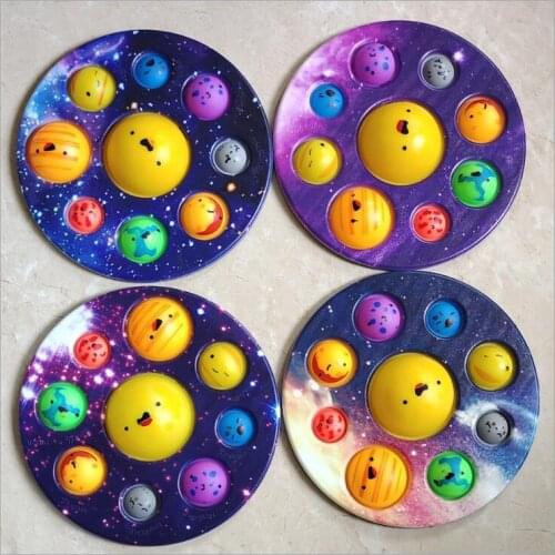 50pcs Push Bubble Pops Fidget Toys Antistress Relief Squeeze Toys for Children Planet Finger Pressing Bubble The Eight Planets
