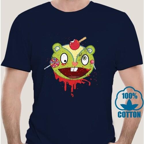 6265D Men Nutty Happy Tree Friends T Shirts Toothy Sniffles Handy Mole Bear Blood Cartoon Cotton Short Sleeve Tees T-Shirts