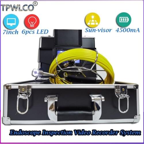 7" Display 720P HD Endoscope Inspection Video Recorder System 20m 17m With 6pcs White LED Lights Drain Sewer Inspection Camera