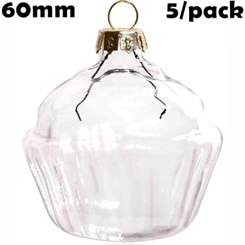 Promotion - DIY Paintable Transparent Christmas Ornament Decoration 60*60mm Glass Cake, 5/Pack