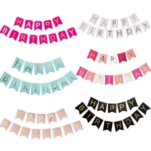 Paper Bunting Garland Banners Flags Happy Birthday Banner Boys Girl Baby Shower Decoration Wedding Birthday Party Supplies Decor