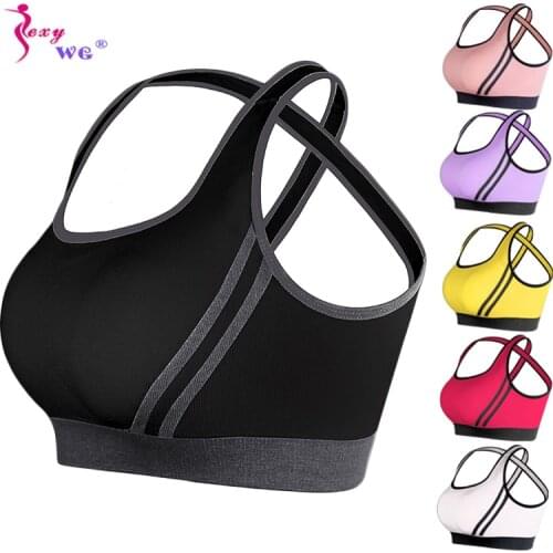 SEXYWG Woman Girls Sports Bra Cross Back Running Gym Vest Top Female Fitness Active Clothing Seamless Brassiere Yoga Sport Bra