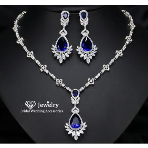 CC Necklace Drop Earrings Fine Jewelry Wedding Accessories for Women Jewellry Bridal 2pcs Silver Pendant High Quality DIY T0105