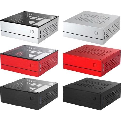 B01 Mini ITX Computer Case Chassis Aluminum/Glass Briefcase Home Theater Computer Box Desktop PC Enclosure