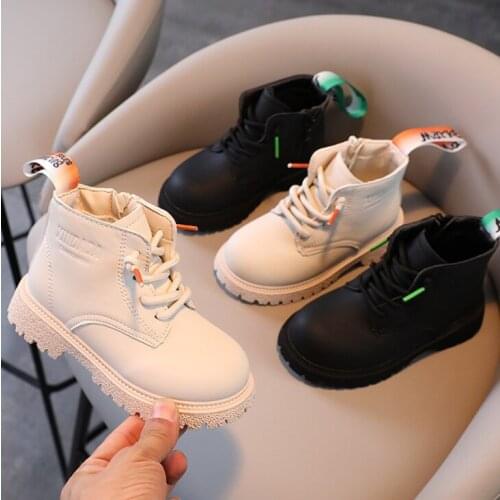 Children Fashion Shoes For Boys PU Leather Girls Kids Martin Boots Autumn Winter New Toddler Baby Soft Bottom Short Boots