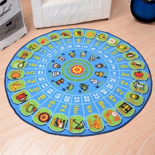 Childrens Round Carpet Puzzle Turntable Animal Alphabet Floor Mat Living Room Home Childrens Intelligence Development Carpet
