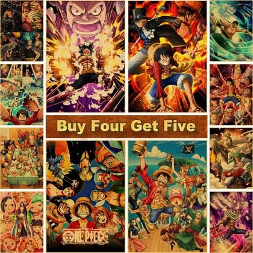 Home Decorative Wall Stickers Vintage Paper One Piece Anime Posters Luffy Chopper Poster and Prints Bar Coffee House Decor