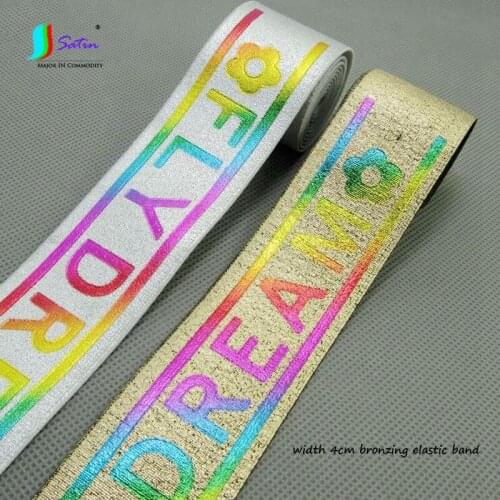 Close Fitting Pants Waist Garment Edge Decoration Nice Quality Width 40mm Gold,Silver Bronzing Letter Stripe Elastic Band A0056L