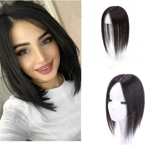 100% Human Hair Silk Base Top Hairpiece For Women Clip In Crown Topper Hand-made Toppee Hair Top Piece Thinning Hair