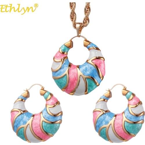 Ethlyn Nigeria/ Angola New Fashion Jewelry Sets Ethnic Earrings Personality Spiral Open Circle Earrings Wedding Hot S37