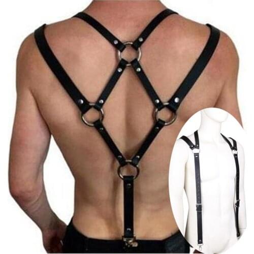 Fetish Men Leather Harness Belts Adjustable BDSM Gay Body Harness Lingerie Bondage Suspenders Belt Rave Exotic Tops Gay Clothes