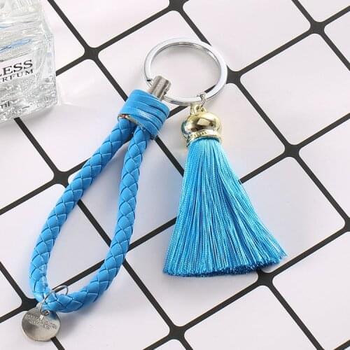 Leather Lanyard with tassel braided cord Key Chain Holder Bag/Handbag/Purse Car porte clef hanging badge strap Pendant/Adornment