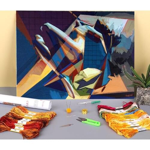 Landscape Figure Printed Fabric 11CT Cross-Stitch Patterns DIY Embroidery DMC Threads Knitting Painting Craft Stamped