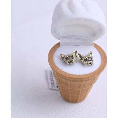 Hot Sell Cute velvet ring box creative cartoon ice cream earrings jewelry box