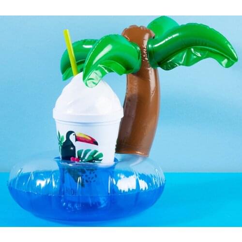 Mini Coconut Tree Inflatable Drink Coasters Beverage Cup Stand Holder Floating Toy Summer Water Swimming Pool Beach Party Supply
