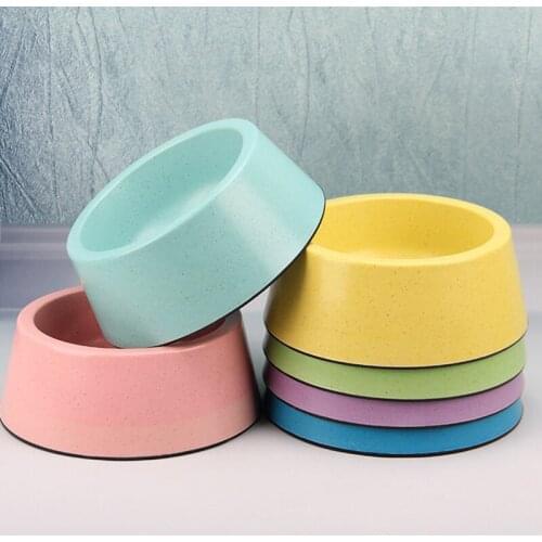 Dog Cat Single Bowl Candy Color Pet Feeders Feeding Water Bowl Anti-overturning Natural Bamboo Fiber Eco-friendly Cats Food Dish