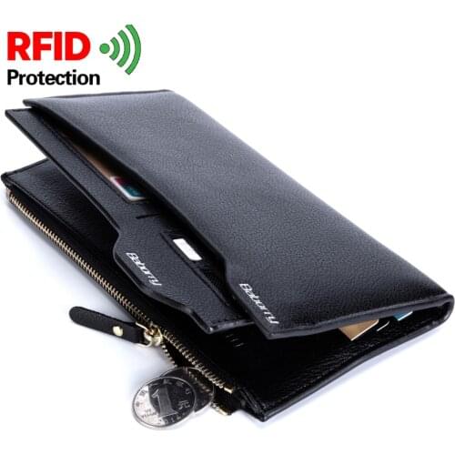 2021 Wallets For Men Rfid Blocking Coin Bag Zipper Men Wallets Mens Purse Male Money Purses Wallets Luxury Slim Men Long Wallet