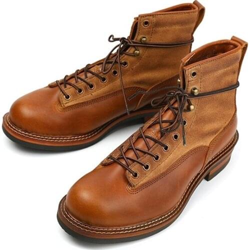 Yomior Handmade New 2021 Vintage Men Boots Cow Leather Winter Plush Warm Ankle Boots Casual Shoes Tooling Motorcycle Boots