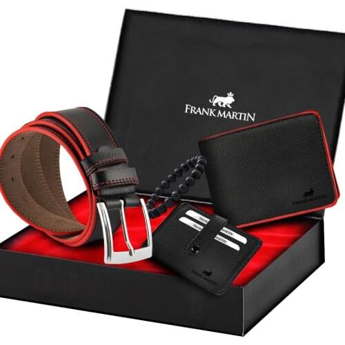 Male Black Wallet Belt Badge Holder Bracelet Set 352021