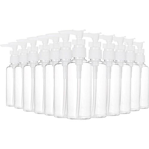 12 Pack 3.4Oz/100Ml Transparent Travel Bottles Pump Bottle Lotion Dispenser Bottle for Water, Massage Oil, Shampoo