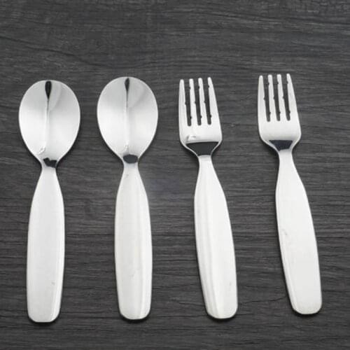 2 Pcs/set Spoon And Fork Set For Children Salad Fork Dinnerware Set Stainless Steel Tableware Dinner Soup Spoon