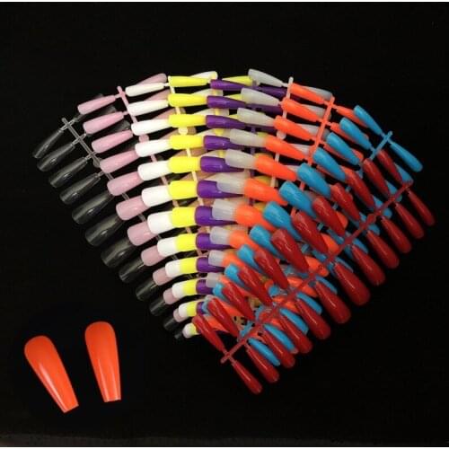 DingXue 24 /pcs Colorful Coffin False Nail Detachable Tips For Nail Extension Manicure Art Press On Fake False Nails G014