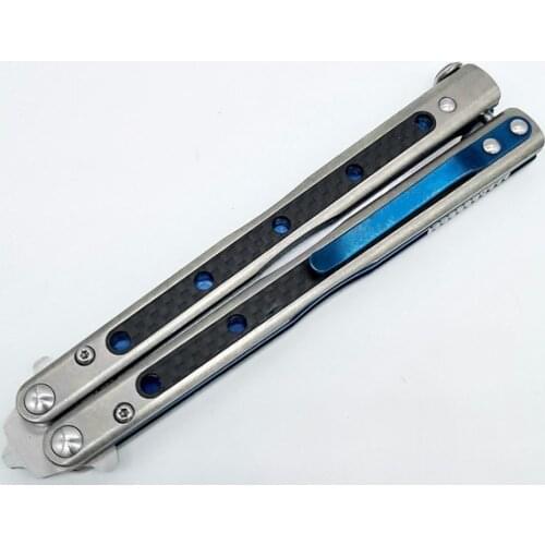 BALIPLUS Butterfly Trainer Jilt Knife BM51 V4 Titanium+carbon Fiber Handle D2 Blade Folding Survival EDC Free-swinging Knife