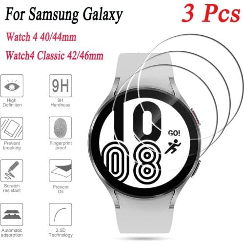 3Pcs Tempered Glass Film For Samsung Galaxy Watch 4 40 44mm/Watch4 Classic 42 46mm HD Clear Full Screen Protector Accessories