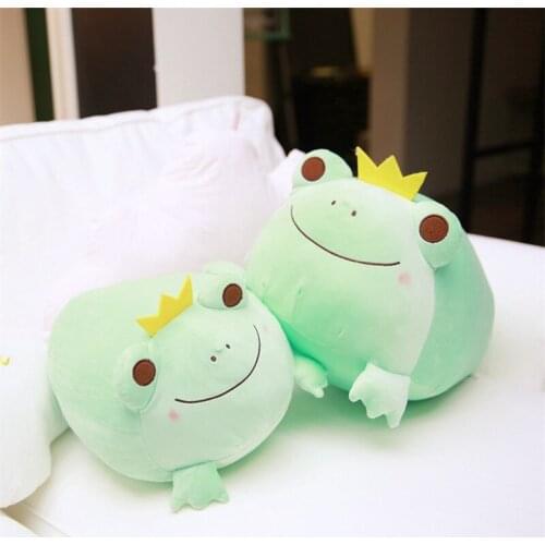 35/42cm Lovely Crown Frog Plush Pillow Stuffed Soft Down Cotton Kids Toys Kawaii Frog Dolls For Children Kids Birthday Gift