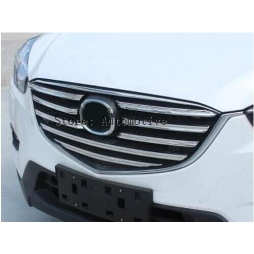 FIT FOR MAZDA CX-5 2015 2016 CHROME FRONT MESH GRILLE GRILL BUMPER COVER TRIM INSERT BONNET GARNISH MOLDING GUARD PROTECTOR