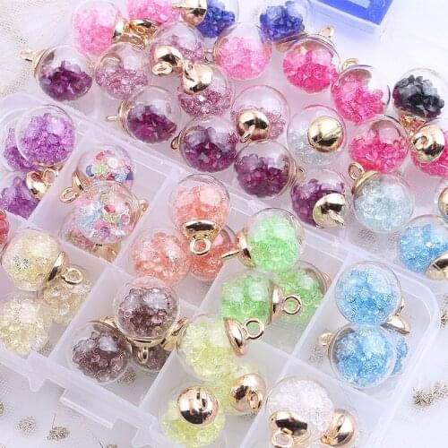 20pcs Charms Rhinestones Transparent Glass Ball 16mm Pendants Crafts Making Findings Handmade Jewelry DIY for Earrings Necklace