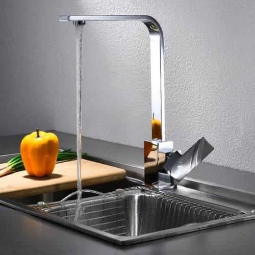 Polished Chrome Brass Swivel Kitchen Sinks Faucet 360 degree rotating Kitchen Mixer Tap Classic Copper Single Hole Kitchen Taps