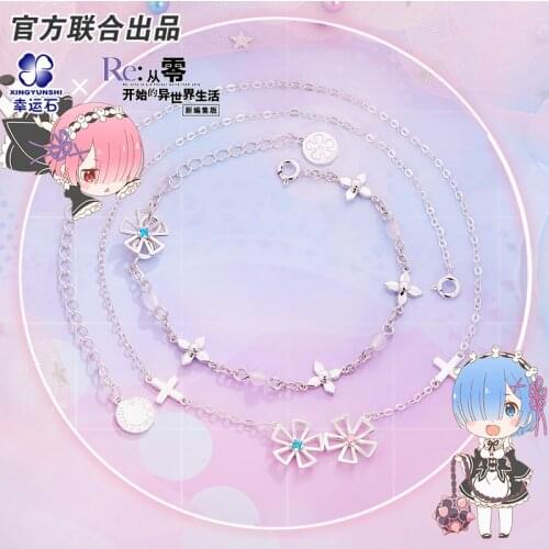 [Re:Radio Life in a different world from zero]Anime Rem Ram Ring Necklace 925 Sterling Silver Pendant Re0 Action figure Gift