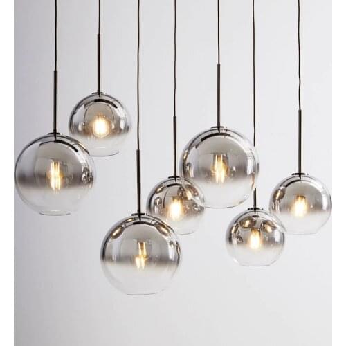 Loft Gold Silver Glass Ball Modern Pendant Light Hanging Lamp Hanglamp Kitchen Light Fixture Dining Living Room Lighting
