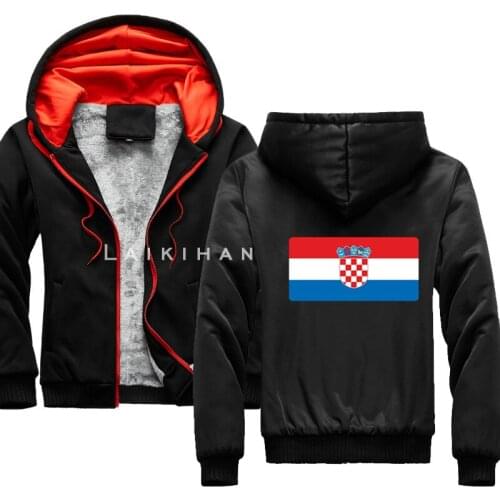 Croatia Flag Croatian Mens Hoodies Casual Winter Thick Warm Fleece Zipper Jackets Men Coats Sportwear Tracksuits Pullover