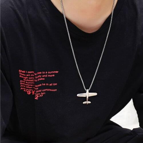 Hip Hop Air Plane Model Metal Necklace For Women Men Punk Cool Simple Creative Sky Tools Necklace Ketting Statement Jewelry New