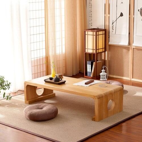 Japanese Vintage Indoor wood Furniture Asian Style Coffee Tea Living Room Low Table Rectangle 60*40cm Tatami Floor Table HW08