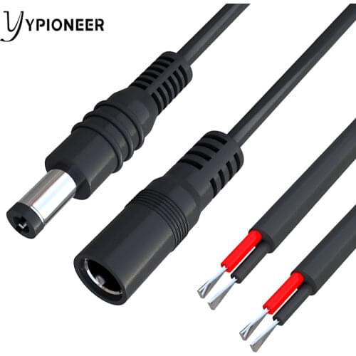 YPioneer T10033 5Pairs 5.5x2.1 DC Male Female to Bare Wire Cable For LED Strip Light Repaire, DC Power Supply