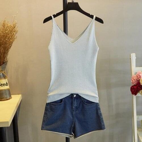 GIGOGOU Bling Shinning Halter Top for Women Lurex Tank Top V Neck Summer Knitting Camis Underwear Women Casual Streetwear Cloth