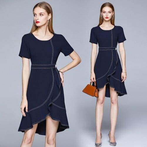 Woman summer short knee-lenght dress women elegant dress and ladies dress O-Neck Vintage lace dress for women