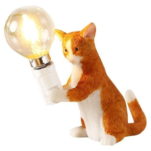 Animals Creative LED Table Lamp Modern Childrens Bedroom Decoration Resin Cat Table Lights Home Decor Light Lighting Fixtures