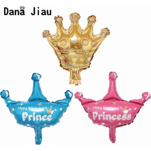 1pc Pink Blue Gold Crown Foil Balloons Wedding Decorations Happy Birthday Party Princess Balloon Kids Toy Supplies