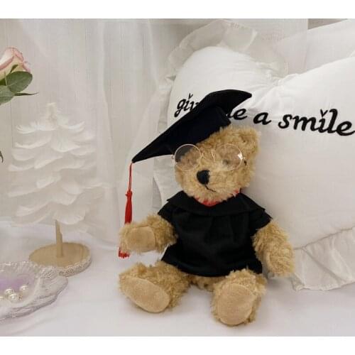 1PCS learned scholar Plush teddy bear Plush Dolls with Wearing glasses birthday Gifts for Kids Teddy Bear With Cloth Plush Toys