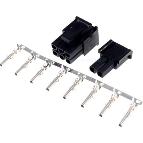 10 Sets 4.2mm Pitch 5557 ATX Graphics Card GPU PCI-E Power Connector 6+2Pin 8Pin Male Housing+Terminals Black