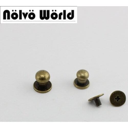 100pcs Bronze Old silverRound Head Solid Nail Leather Screw Rivet Chicago Base for DIY Bags Copper Stud Screw 50pcs
