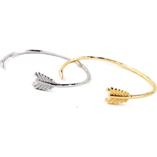 2017 Unisex Women Girl Bracelet Punk Gothic Gold Silver Alloy Metal Polished Arrow Bracelets Cuff Fashion Jewelry Simple Bangle
