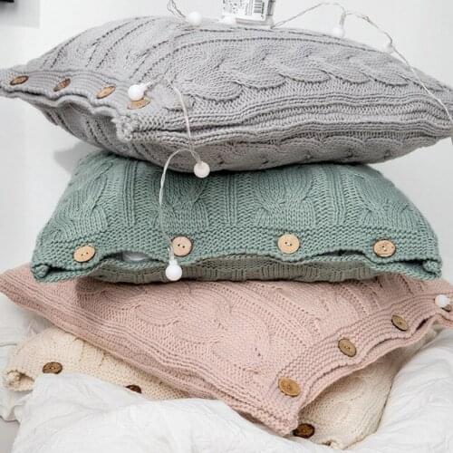 45x45cm beige/light grey/pink/green knit-and-float style cushion cover twist wool throw pillow cover square lumbar pillow case
